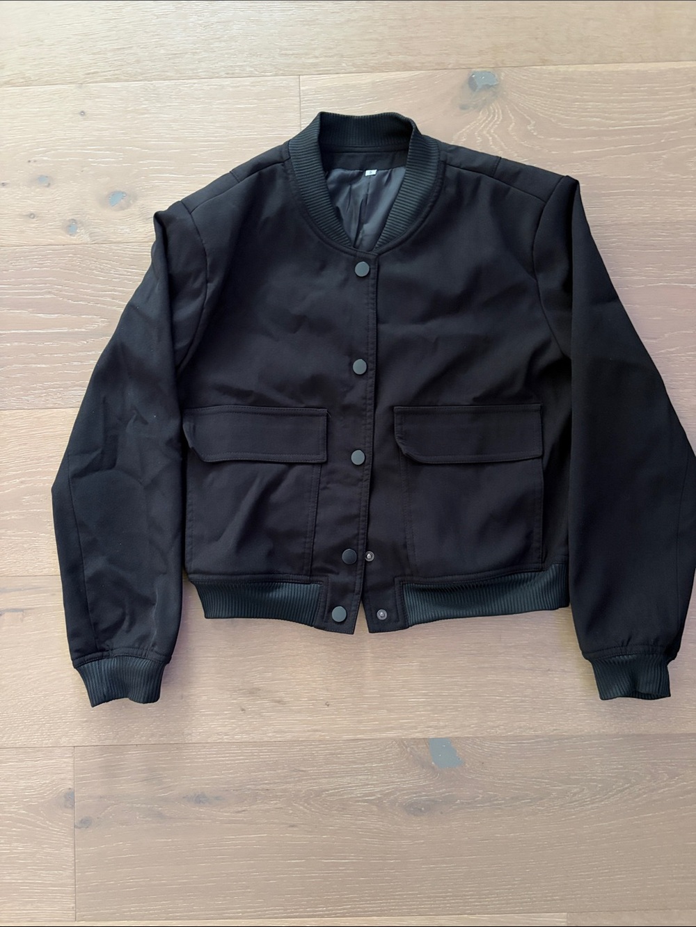 Black Women's Lightweight Cropped Bomber Jacket. Never Worn.